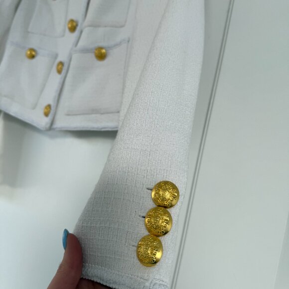 Veronica Beard Ferazia Textured Jacket In Ecru Sz 4 Collarless Button Front - Picture 5 of 9